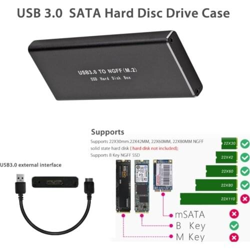 HDD Enclosure M.2 SATA SSD to USB 3.0 External SSD Reader Converter High Speed Removable Hard Drive External Box