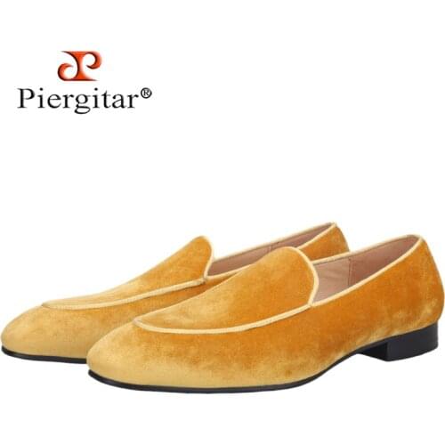 Piergitar Summer New Style Multiple Colour Men Velvet Shoes Handmade Slip-On Mens Loafers Red Bottom Male Smoking Slippers
