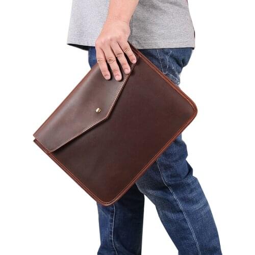 New Man Envelope Clutches Crazy Horse Leather Business Men Clutch Bags Casual Big Capacity A4 Hand Bag for Male Real Cowhide Bag