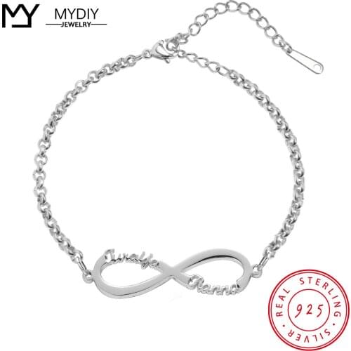 MYDIY Customized Infinite Loop Bracelet Personalized 925 Sterling Silver Jewelry Handmade Bracelet Customized Jewelry Gifts