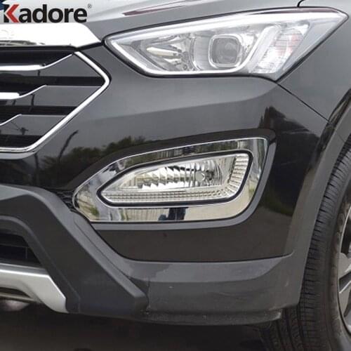 Front Fog Light Lamp Cover Trim For Hyundai Santa Fe IX45 2013 2014 2015 ABS Chrome Head Foglight Frame Stciker Car Accessories