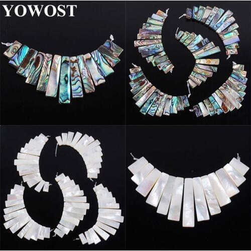 Natural New Zealand Abalone Shell 13Pcs Stick Beads Pendant Set IBN332