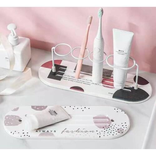 New Bathroom Storage Rack Diatomite Mat Organizer for Place Toothbrush Toothpaste Holder Quick-Dry Water Absorbent Anti-mildew