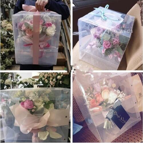 New arrive Flower box with handle Gift Bag Package Bags Cake Box Birthday Party Decoration Supplies Birthday Party Favor