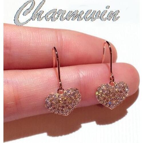 New Korean Hanging Earrings For Women Earrings Exquisite Rhinestone Heart Dangle Earrings Fashion jewelry Female