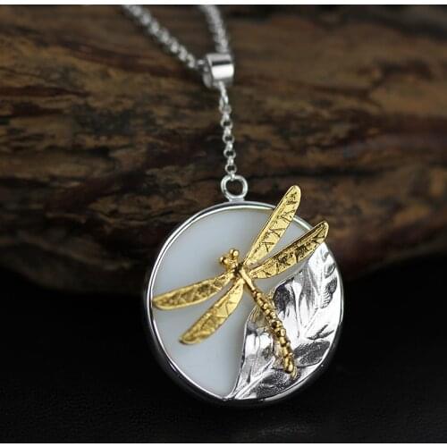 Original | light silver dragonfly leaves with white porcelain pendant without chain Women act the role of wholesale