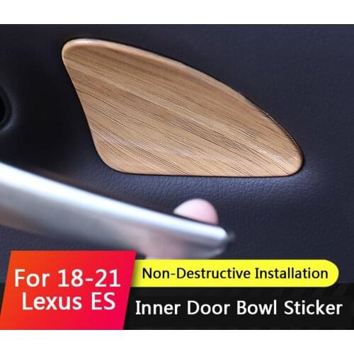 QHCP Car Door Bowl Sticker Cover Trim ABS Wood Grain Carbon Fiber Style Inner Accessories 4Pcs Fit For Lexus ES200 260 300H 2018
