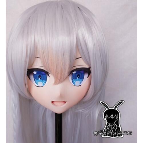 Rabbit 18) Resin Crossdress Pretty Girl 3/4 Head BJD Doll Mask Cartoon Anime vtuber Cosplay Kigurumi Mask Crossdresser