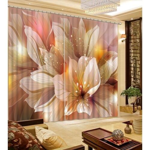 Luxury Blackout 3D Window Curtains For Living Room Bedroom flower curtains Blackout curtain lily curtains