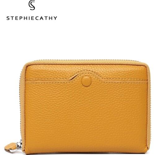 SC Luxury Brand Genuine Cow Leather Short Wallet For Women Fashion Daily Money Bags Clutch Card Holder Ladies Stylish Coin Purse