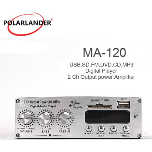 SD Card Genuine MP3 USB 12V Car Stereo Audio Amplifier 20WX2 RMS 2CH Output Power Amplifier Remote Control with Bluetooth