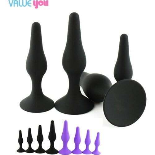 Suction cup silicone anal plug adult sex toy backyard pull bead tail plug