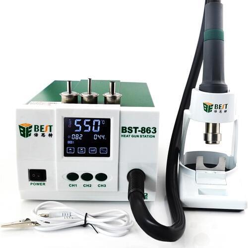 BEST-863 Lead-Free Thermostatic Heat Gun Soldering Station 1200W Intelligent LCD Digital Display Rework Station For Phone Repair