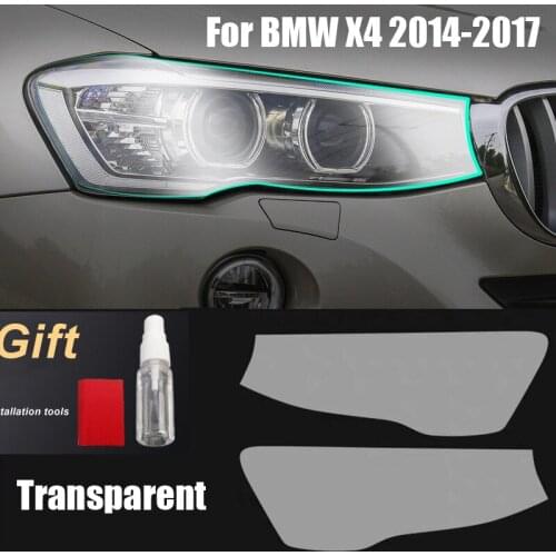 TPU Headlights Film For BMW X4 2014-2017 Car Styling Tint Black Transparent Front Light Lamp Protective Sticker Accessories 2Pcs