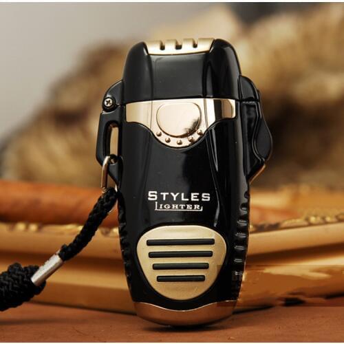 Waterproof Rope Cigarette Cigar Lighter Outdoor Triple Torch Gas Jet Lighter Turbo Windproof Metal Spray Gun Pipe Lighter Gifts