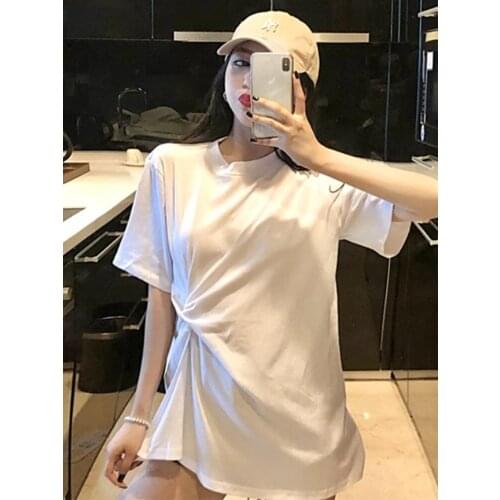 2021 Spring And Summer New Korean Ins Loose Solid Color Design Top Student Casual Versatile Short Sleeve T-shirt Female