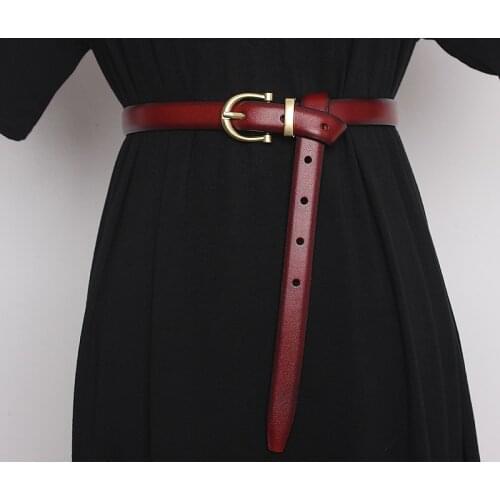 Leather belt women jeans fashion all-match decorative belt women fine leather summer INS style simple black belt