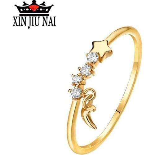 2019 new fashion moon vows with a crescent chain anime female ring jewelry Bijoux birthday present 14k gold personalized ring