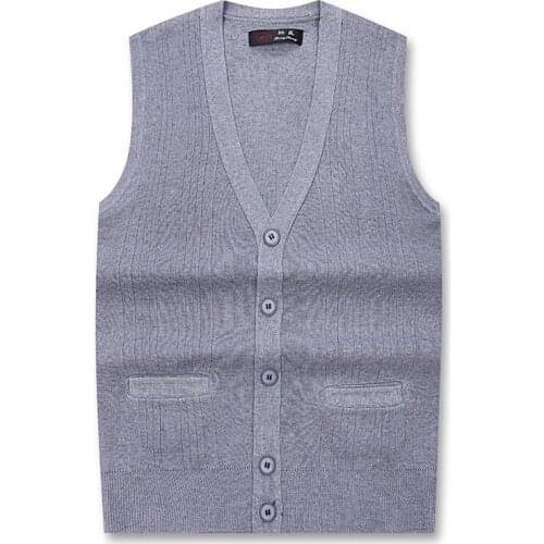 Autumn Men Vest Wool Sweater Cardigan Sleeveless Cashmere V-Neck Spring Knitted Waistcoat Coats Male Jumper Fleece Stretch Tops