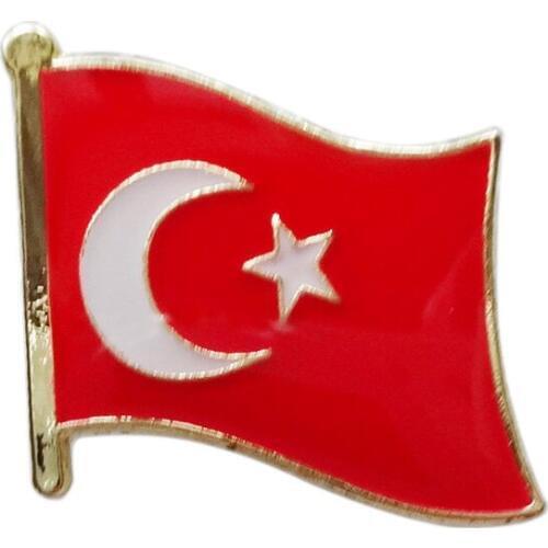 Turkey flag lapel pin badge+Iron plated brass+paints+epoxy+butterfly back button-Free shipping(350 pcs/lot)