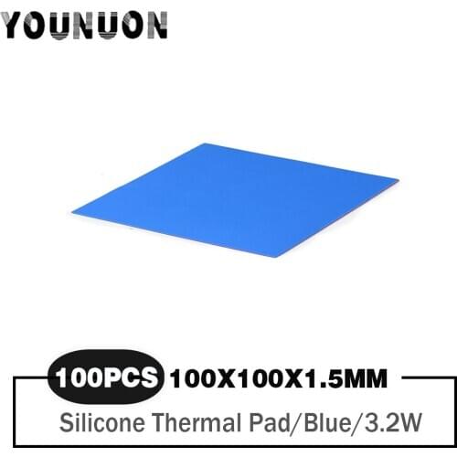 100 Pieces 100x100x1.5mm GPU CPU Heatsink Cooling Conductive Silicone Pad Thermal Pad Conductive Silicone Pad For PC
