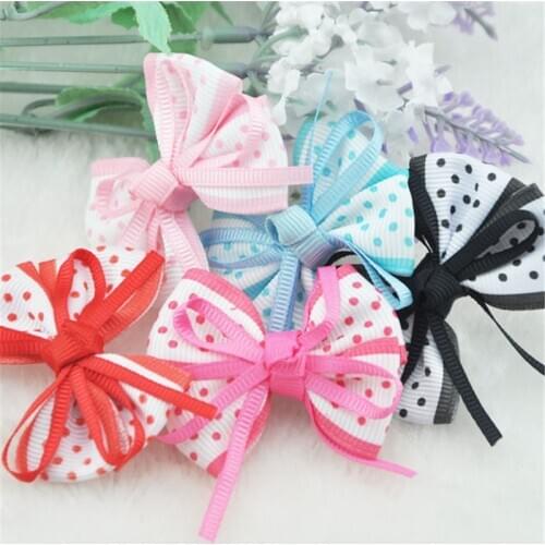 20 pcs Grosgrain Ribbon Flowers Bows Wedding DIY Appliques Craft A50