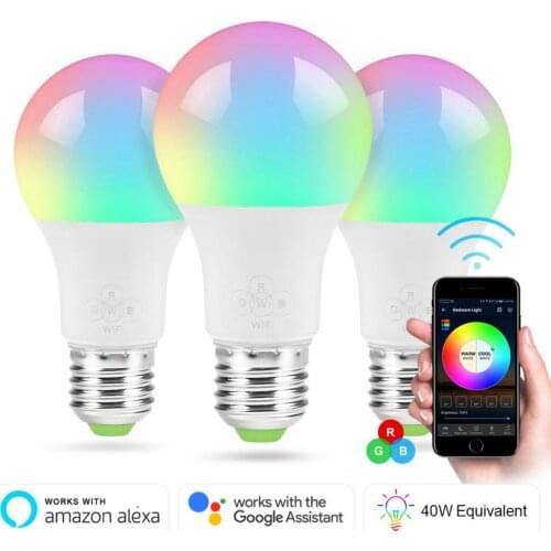 4.5W WiFi Smart Light Bulb RGB+W Dimmable Wireless Remote Control Lighting Lamps Works With Alexa Google Home Assistant
