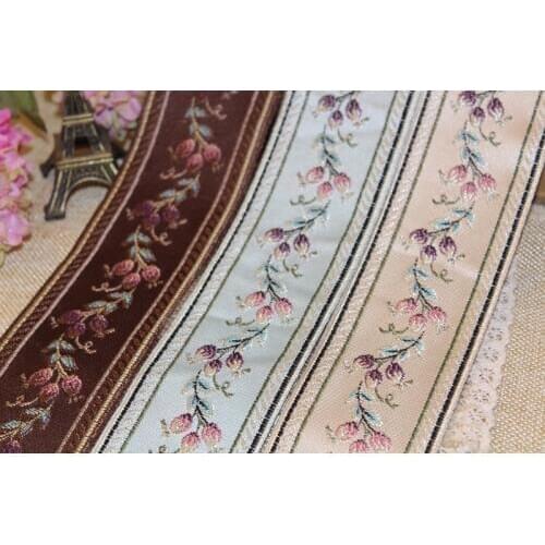 4yards/lot wide 5.8cm Woven Jacquard Ribbon classical small flower bud for curtain and clothing accessory LS-1392