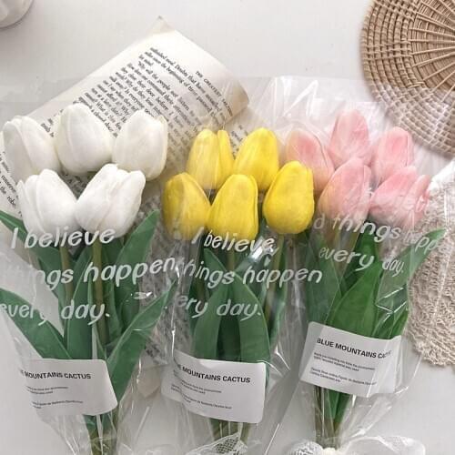 5pcs/lot Artificial Tulip Flower bouquet For Wedding Decoration Flowers Graduation teacher Gift Birthday flower Photo props