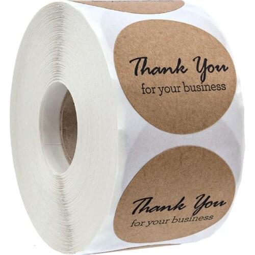 50-500pcs thank you for supporting my business Kraft Stickers with Gold Foil round labels sticker for shop handmade sticker
