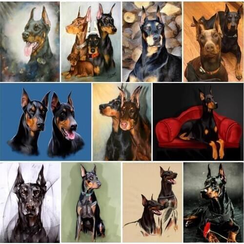 5D Diamond Painting Cross Stitch,Doberman Pinscher,DIY Diamond Embroidery DIY Diamond Mosaic Crystal Rhinestone Pasted Picture