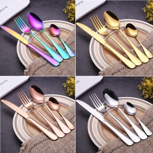 6 sets of 24 Pieces western cutlery fork spoon stainless steel knife fork spoon dinnerware set stainless travel cutlery set