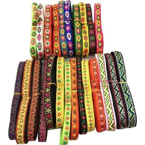 6M/Roll 10mm Embroidery Lace Trim Ribbon Vintage Boho Lace Trim Clothes Bag Accessories DIY Embroidered Fabric