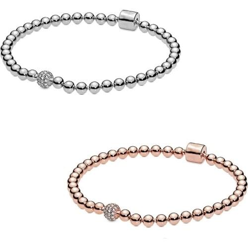 Free shipping Authentic 925 Sterling Silver Beads Pave Bracelet Fit Original Charms Bracelets For Women DIY Jewelry Beads