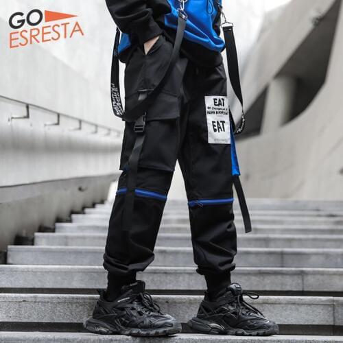 Black Hip Hop Cargo Pants Men Streetwear Joggers Sweatpants Casual Harem Detachable Trousers Summer Harajuku Tide Mens Pants