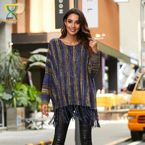CGYY Autumn Spring Thin Sweater Women Pullovers Tassel Long Sleeve Casual Warm Round Neck Slim Soft Female Knit Jumper Top
