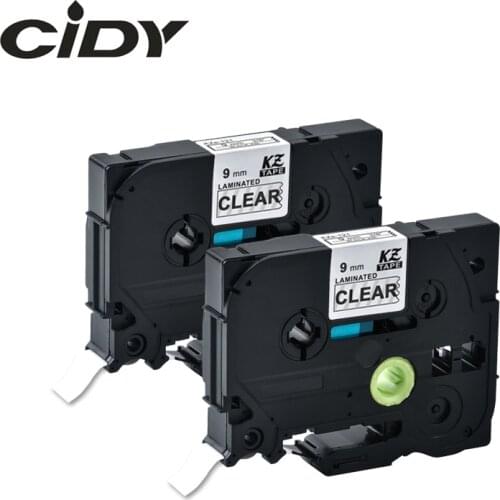 CIDY 2 pack Black on Clear Label Tape P-Touch Compatible for Brother TZ 121 TZe121 tze 121 tz121 tze-121 9mm 8M label maker