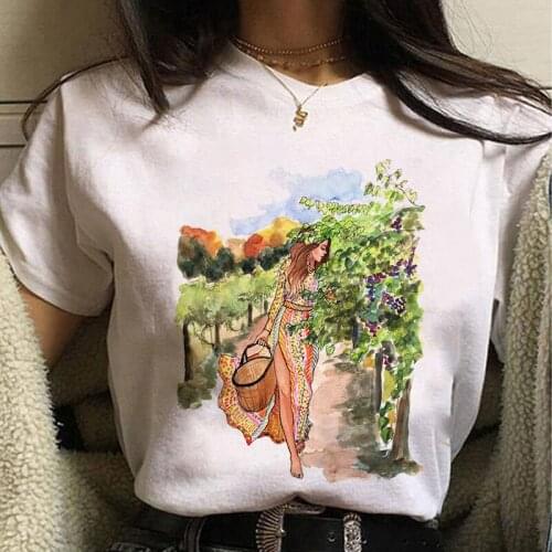 Fashion New Women Tshirt Fashion Woman Color Print Round Harajuku T shirt Short Sleeve Female T-shirt Summer Ladies Tshirt