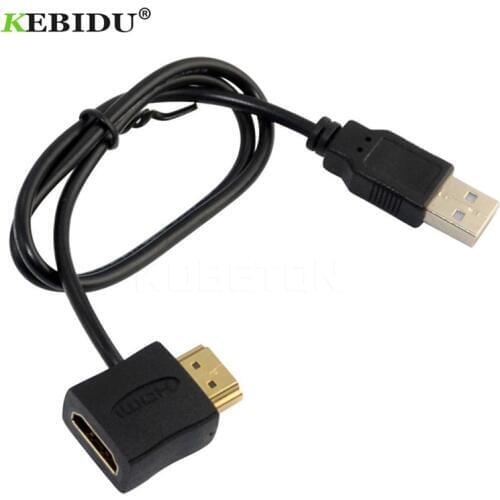 Kebidu HDMI-compatible Male to USB 2.0 Female Power Adapter Connecting Wire 0.5 Cord Converter 50cm Charger Power Supply Cable