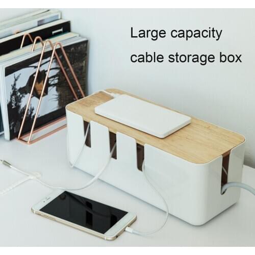 Socket wire storage box power cord finishing Storage Case Hollow Design Heat Dissipation Rubber Wood Domestic Cable Holding Tool