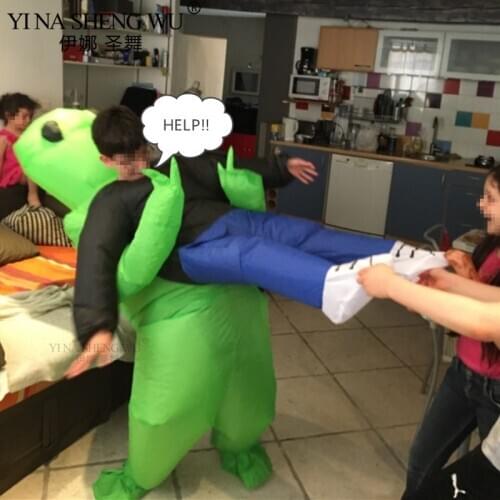 Hot Green Alien Inflatable Costume Kids Adult T-Rex Dinosaur Suit Halloween Anime Party Cosplay Clothing Wear For Men Women