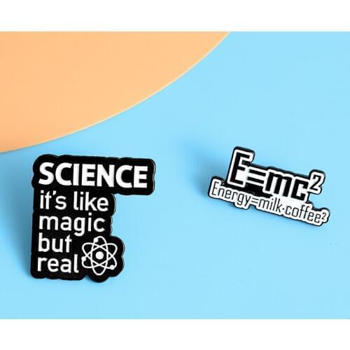 Creative enamel interpretation formula brooch E = mc2 (A = milk * coffee2) scientific brooch badge symbol fashion gift for frien