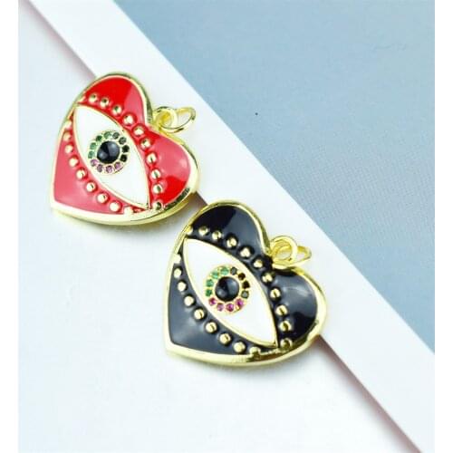 Hot Sale AAA Cubic Zirconia Copper Pendant Necklace Heart-shaped Evil Eye Necklace Red/Black/White Colors Choice Women Jewelry