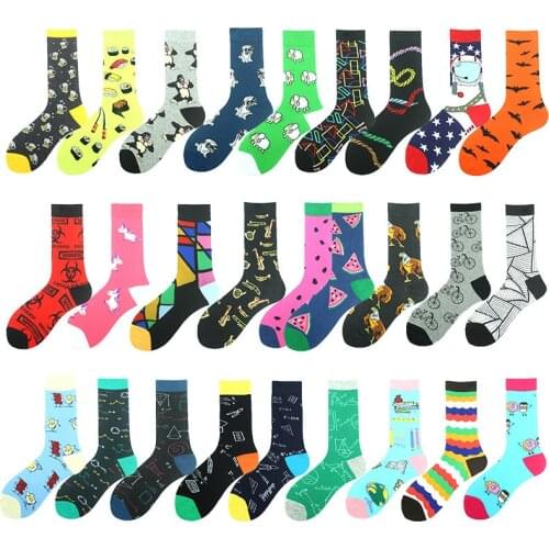 Men Socks Sushi Beer Dog Sheep Chimpanzees Food Math Animal Print New Happy Harajuku Colorful New Fashion Happy Retro Sock