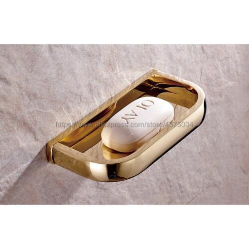 Soap Dishes Polished Gold Soap Basket Wall mounted Soap Dish Bathroom Accessories Bathroom Toilet Soap Holder Nba847