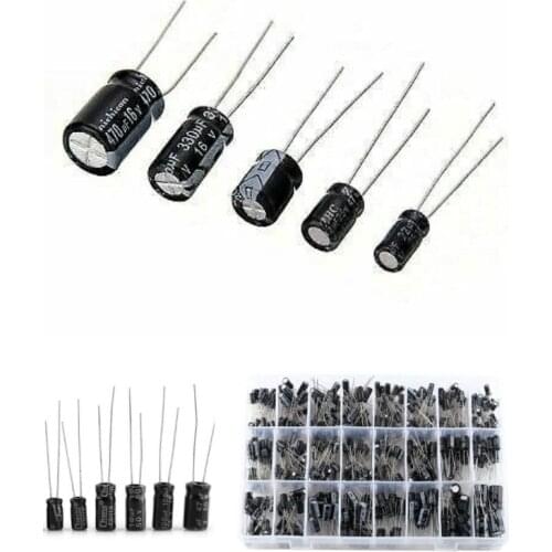 500 PCS/BOX 0.1UF-1000UF Electrolytic Capacitor Assortment Box Kit