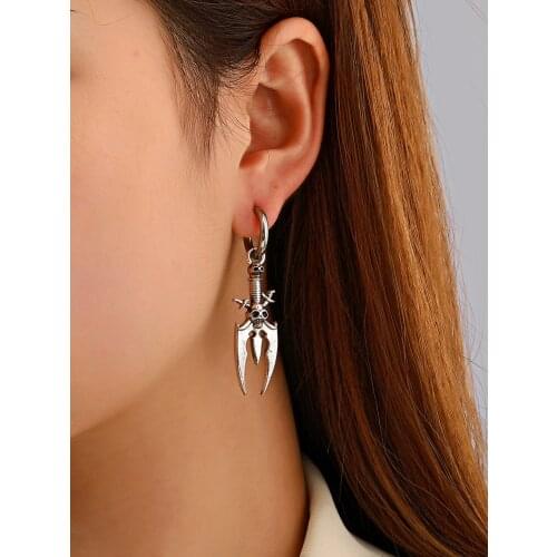 New Fashion Anti Allergy Retro Skull Stainless Steel Eardrop Goth Punk Made Old Earrings Hip Hop Earrings For Women Or Man 2021