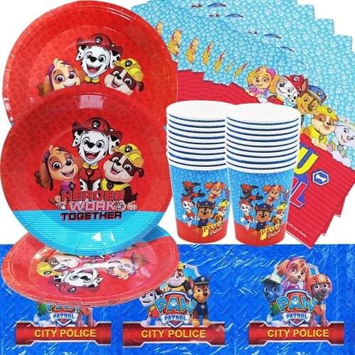 Original Paw Balloon Paw Patrol Birthday Party Decorations Gift Bag Paper Cups Plates Knife Spoon Baby Tableware Kid Supplies