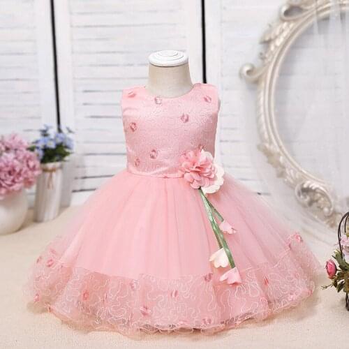 Baby girl dress cute girl lace mesh banquet princess dress newborn baby girl full moon baptism dress flower girl ball gown dress