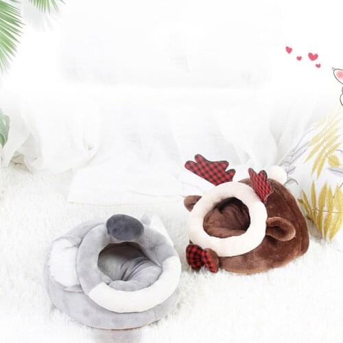 Semi-Closed Pet Guinea Pig Rabbit Nest Small Animal Cute Cartoon Sleeping Rest Bed Waterproof Winter Warm Elk Sloth Cat House